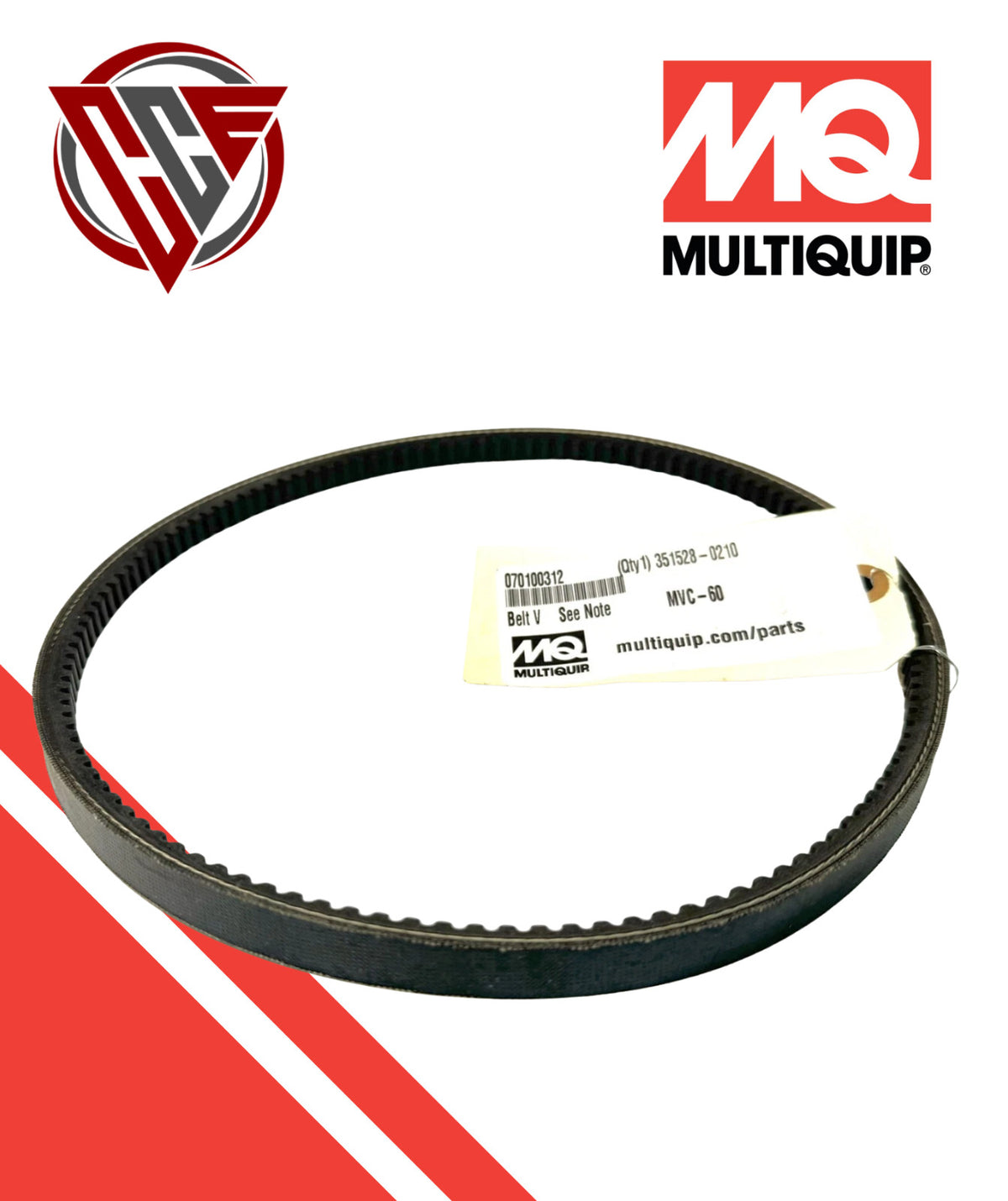 Multiquip 070100312 V-Belt - OEM Replacement Part for Plate Compactors