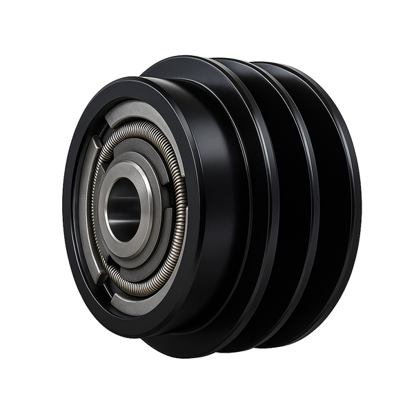 Black heavy-duty centrifugal clutch with dual 5-inch pulleys and 1-inch bore, compatible with Honda GX270/GX390 and similar engines
