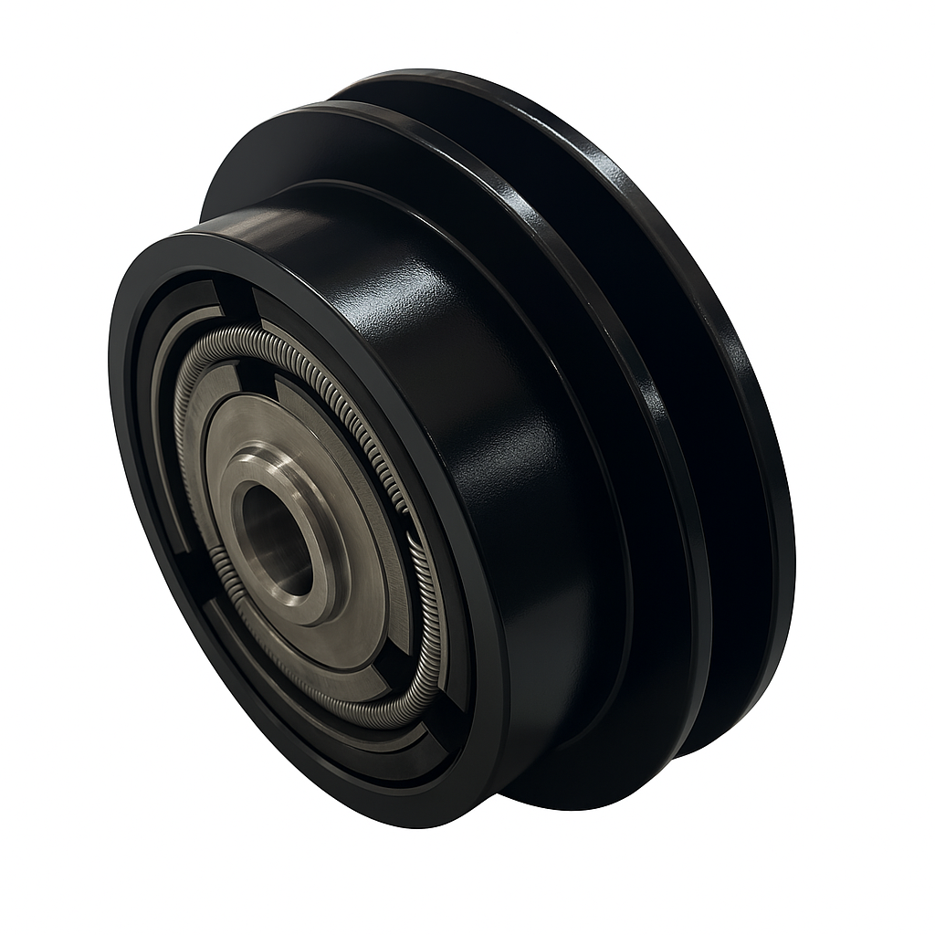Heavy-duty centrifugal clutch for plate compactor with 3/4-inch bore and 1/2-inch V-belt drive; compatible with Honda GX160 engine.