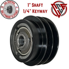Black heavy-duty centrifugal clutch with dual 5-inch pulleys and 1-inch bore, compatible with Honda GX270/GX390 and similar engines