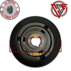 Black heavy-duty centrifugal clutch with dual 5-inch pulleys and 1-inch bore, compatible with Honda GX270/GX390 and similar engines