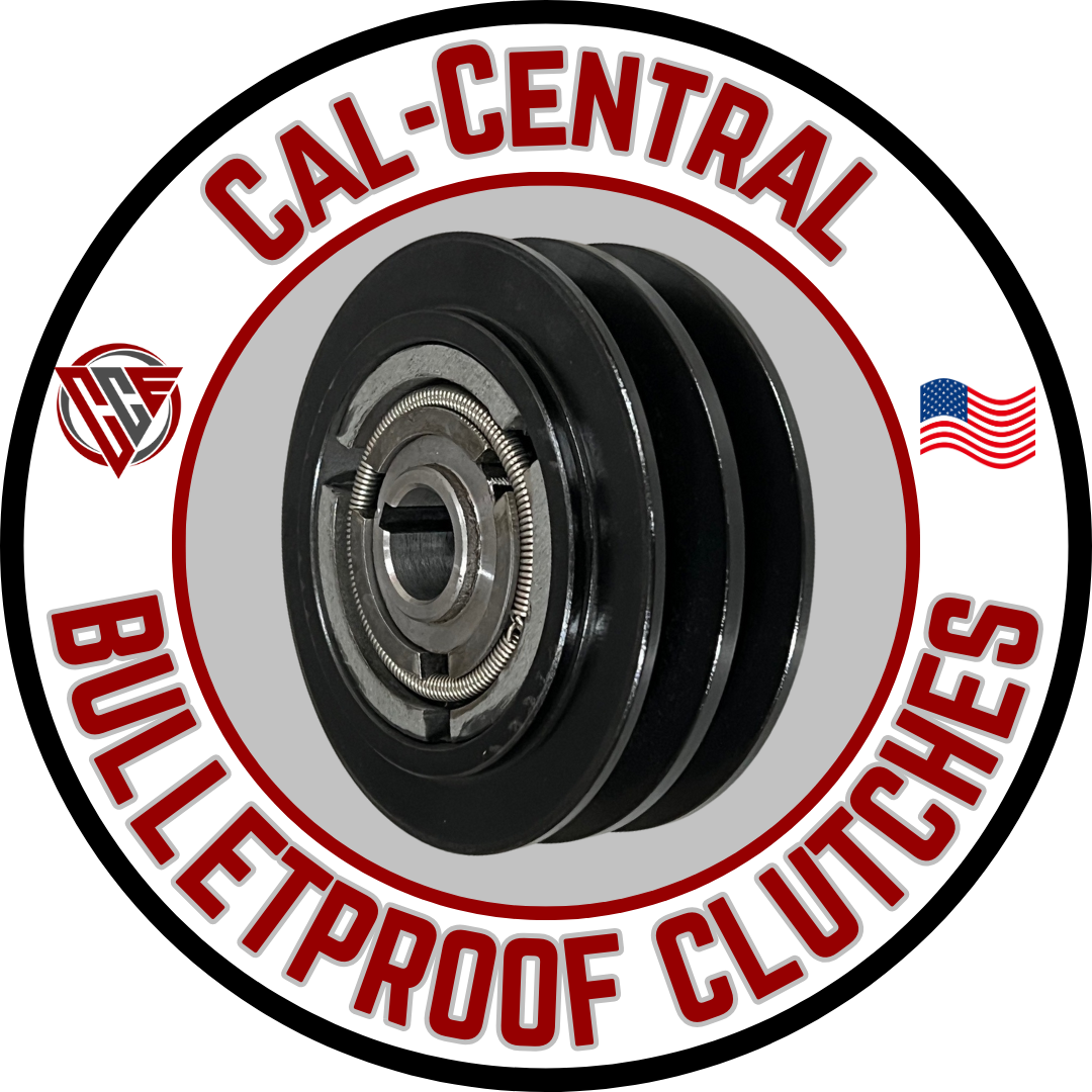 Close-up of a heavy-duty 5.4-inch double pulley centrifugal clutch with 1-inch bore and keyway, compatible with GX270/GX390 engines