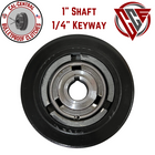 Close-up of a heavy-duty 5.4-inch double pulley centrifugal clutch with 1-inch bore and keyway, compatible with GX270/GX390 engines