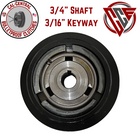 Heavy duty dual-pulley centrifugal clutch with 5-inch diameter and 3/4-inch bore for 1/2-inch V-belts, compatible with GX160 and GX200 engines.
