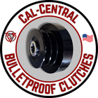 Heavy duty centrifugal clutch with 1 1/8 inch bore, dual 5 inch pulley for 5/8 inch V-belts, 6.75 inch drum diameter, designed for 20HP sawmills and compactors