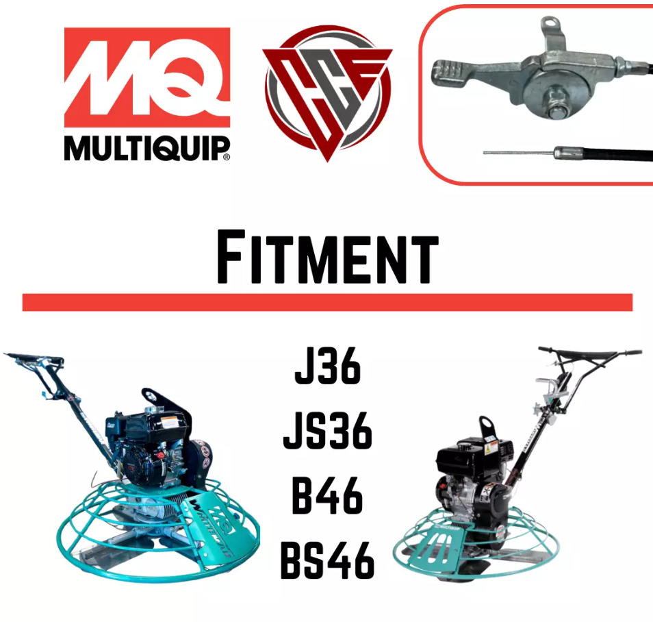 Throttle cable replacement kit for Multiquip Whiteman power trowels – fits J36, JS36, B46, BS46 – part number 21243.