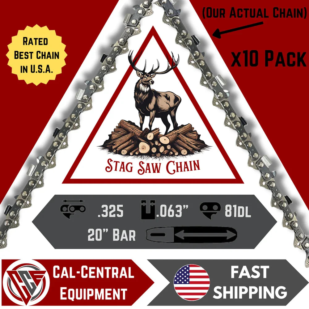 STAG Full Chisel Saw Chain | 20" Bar | .325" .063" 81DL | Fits Stihl