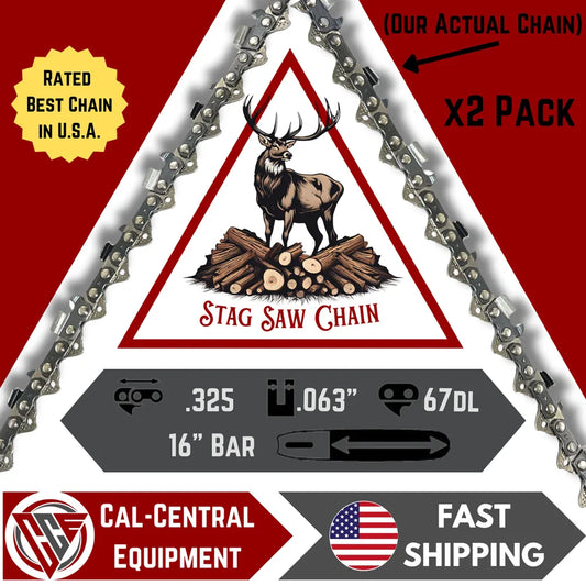 2-Pack STAG Full Chisel Saw Chain | 16" Bar | .325" .063" 67DL