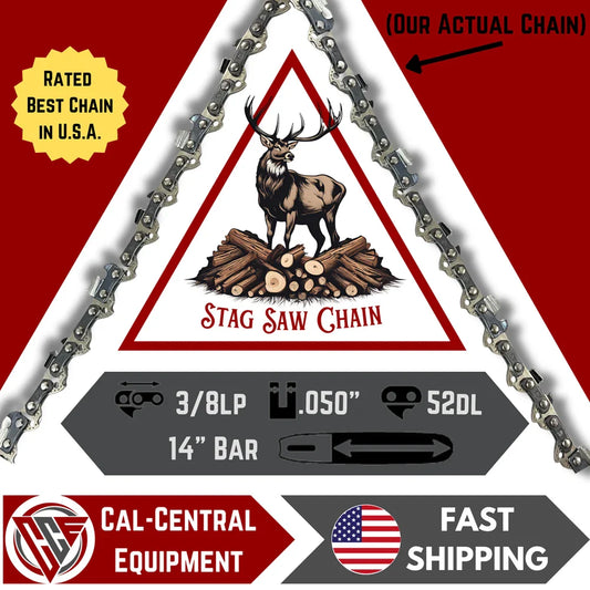 STAG Full Chisel Saw Chain | 14" Bar | 3/8 LP .050" 52DL | Fits Ryobi